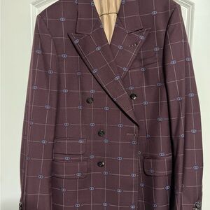 Vintage Gucci Burgundy Blazer with Blue Accents